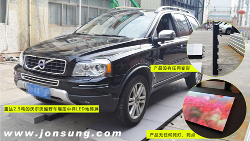 中祥创新led地砖显示屏通过2.5吨重压测试