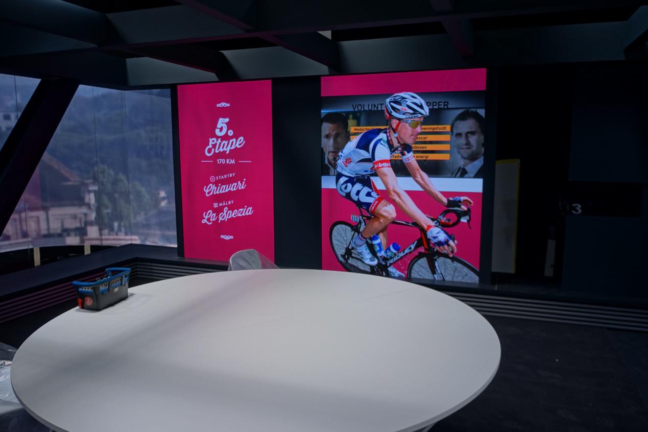 艾比森A1.9小间距产品进驻丹麦电视台TV2自行车演播室