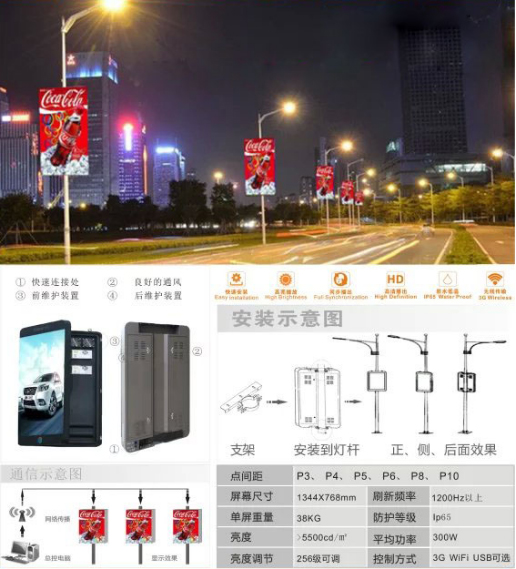 户外路灯杆LED显示屏发展市场前景未来可期