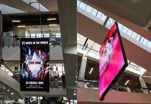 Nanolumensc创意LED悬挂海报屏闪耀查尔斯购物中心