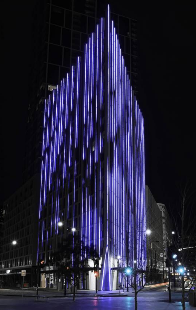 号称南半球最大的楼宇外立面照明 能实时显示天气