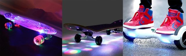 科技感炸裂！LED氛围灯的滑板 黑夜里酷炫又安全！