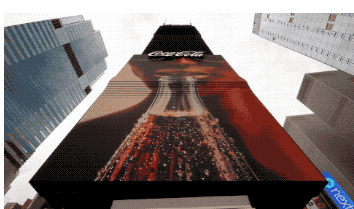 1760个LED屏柱打造会动的纽约时代广场大楼