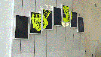 数字艺术诠释“大脑科学” LED墙上有7块72英寸上下滑动的显示器