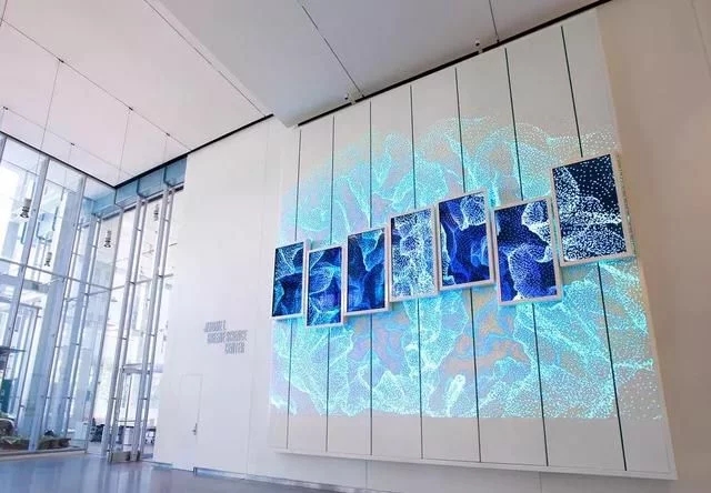 数字艺术诠释“大脑科学” LED墙上有7块72英寸上下滑动的显示器
