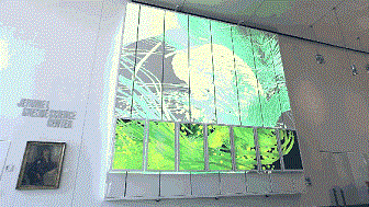 数字艺术诠释“大脑科学” LED墙上有7块72英寸上下滑动的显示器