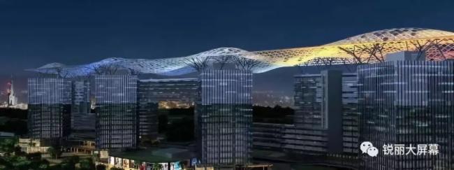 锐丽大屏幕140㎡LED大屏幕点亮世界最长城市产业长廊“拉斐尔·云廊”