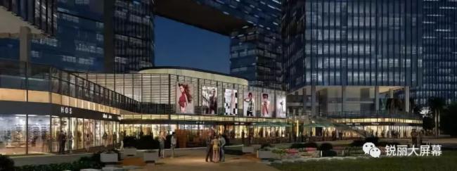 锐丽大屏幕140㎡LED大屏幕点亮世界最长城市产业长廊“拉斐尔·云廊”