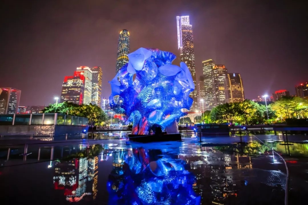 广州国际灯光节《海心之珠》——朦胧夜色花心开，海心明珠耀天河