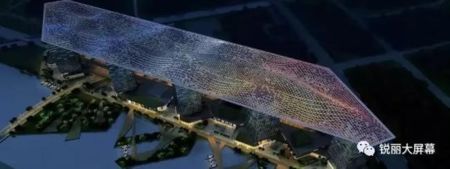 锐丽大屏幕140㎡LED大屏幕点亮世界最长城市产业长廊“拉斐尔·云廊”