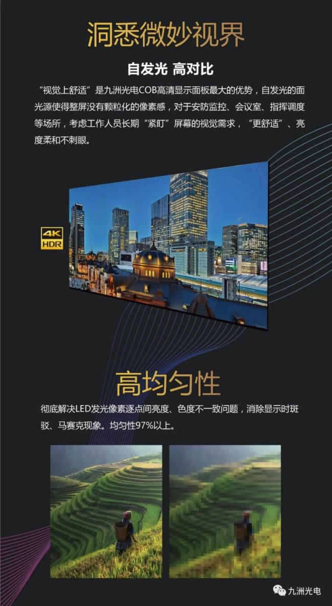 九洲光电│COB高清显示面板智慧升级