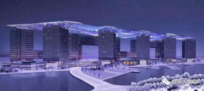 锐丽大屏幕140㎡LED大屏幕点亮世界最长城市产业长廊“拉斐尔·云廊”