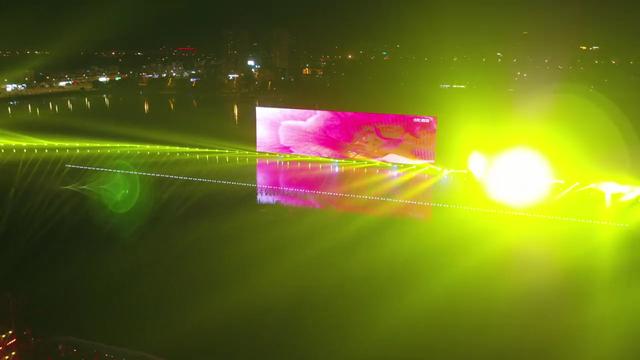 中润光电十大经典案例-太原清徐《国际音乐焰火节》，水上表演经典之作！