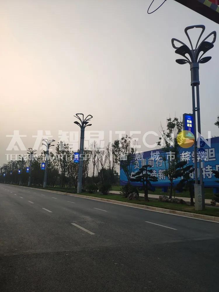 太龙智显146套LED灯杆屏全力以赴推进南昌市新建区新祺周大道智慧路灯项目建设