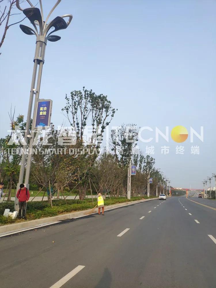 太龙智显146套LED灯杆屏全力以赴推进南昌市新建区新祺周大道智慧路灯项目建设