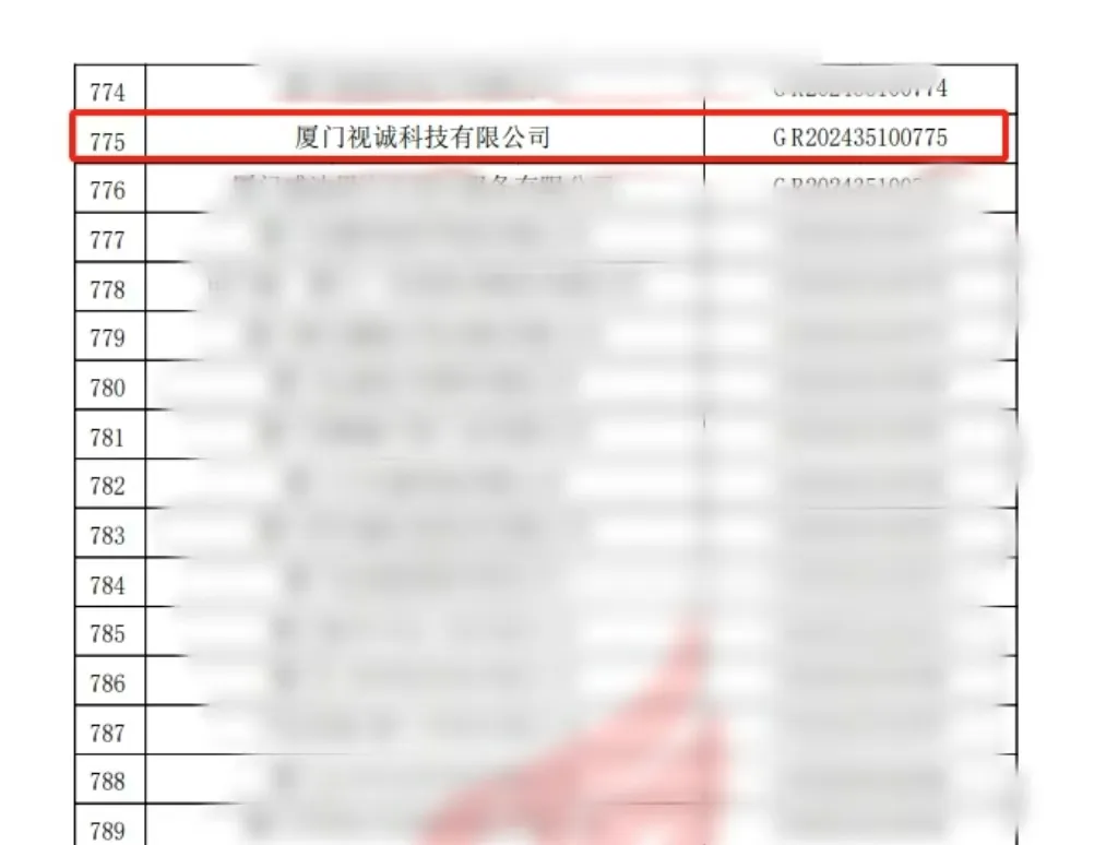 喜报 | 视诚再次荣获国家级高新技术企业认定