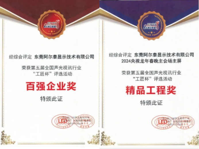 双奖加冕 | AET阿尔泰荣获“工匠杯”百强企业奖与精品工程奖