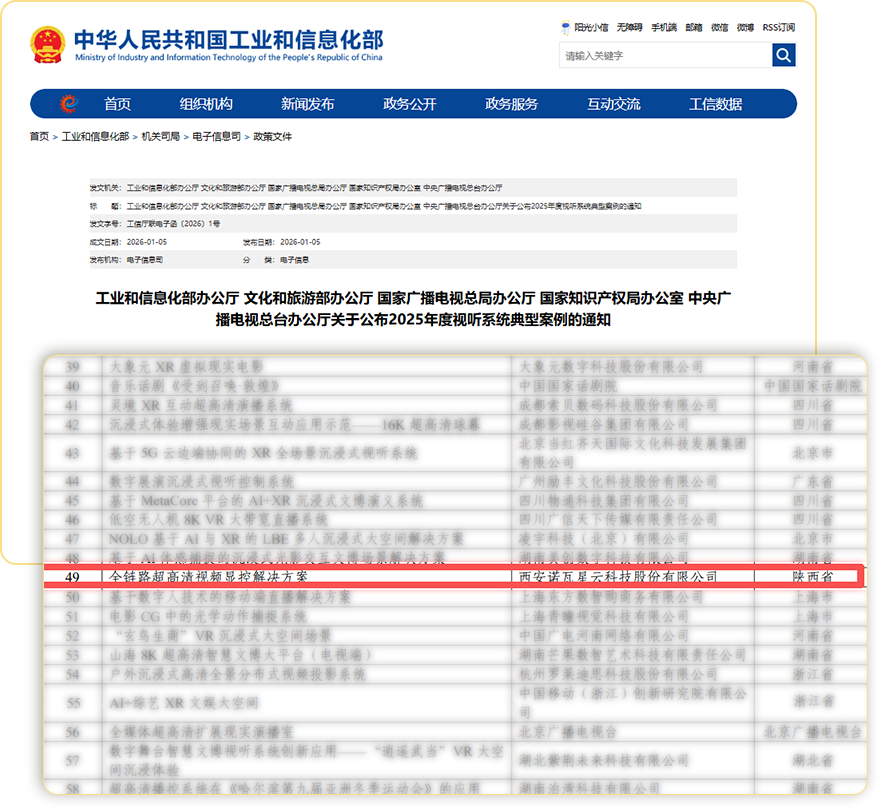 诺瓦星云入选工信部2025年度视听系统典型案例 诺瓦星云入选工信部2025年度视听系统典型案例