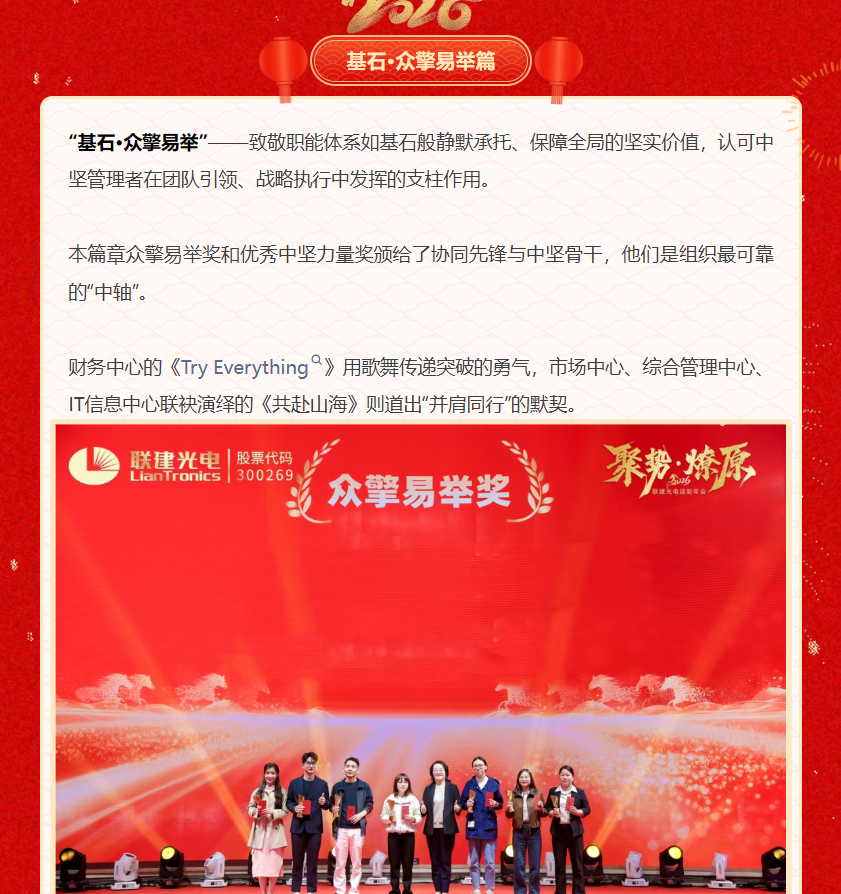 「聚势•燎原」联建光电2026迎新年会圆满落幕!