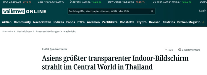 全球媒体集中报道洲明科技｜2400㎡，亚洲最大户内透明巨幕“刷屏”曼谷