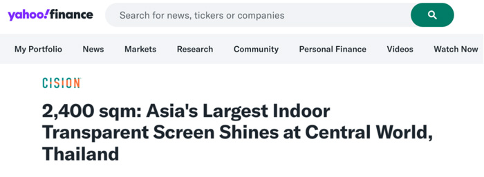 全球媒体集中报道洲明科技｜2400㎡，亚洲最大户内透明巨幕“刷屏”曼谷