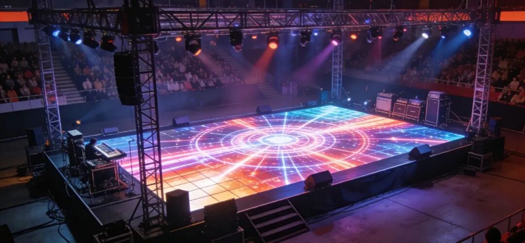 鼎力显示 LED 地砖屏｜全视角方案加持，360° 无死角解锁沉浸式地面视觉新体验